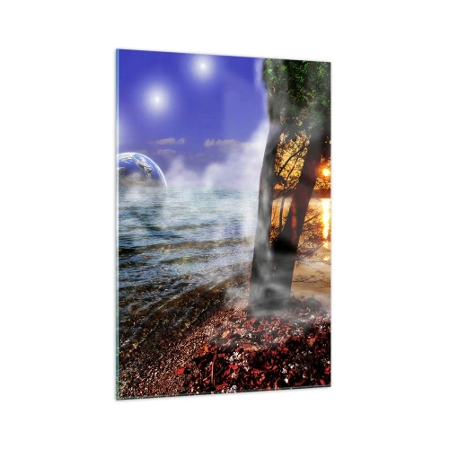 Obraz na skle - Surrealistická krajina - jednota přírody - 70x100 cm