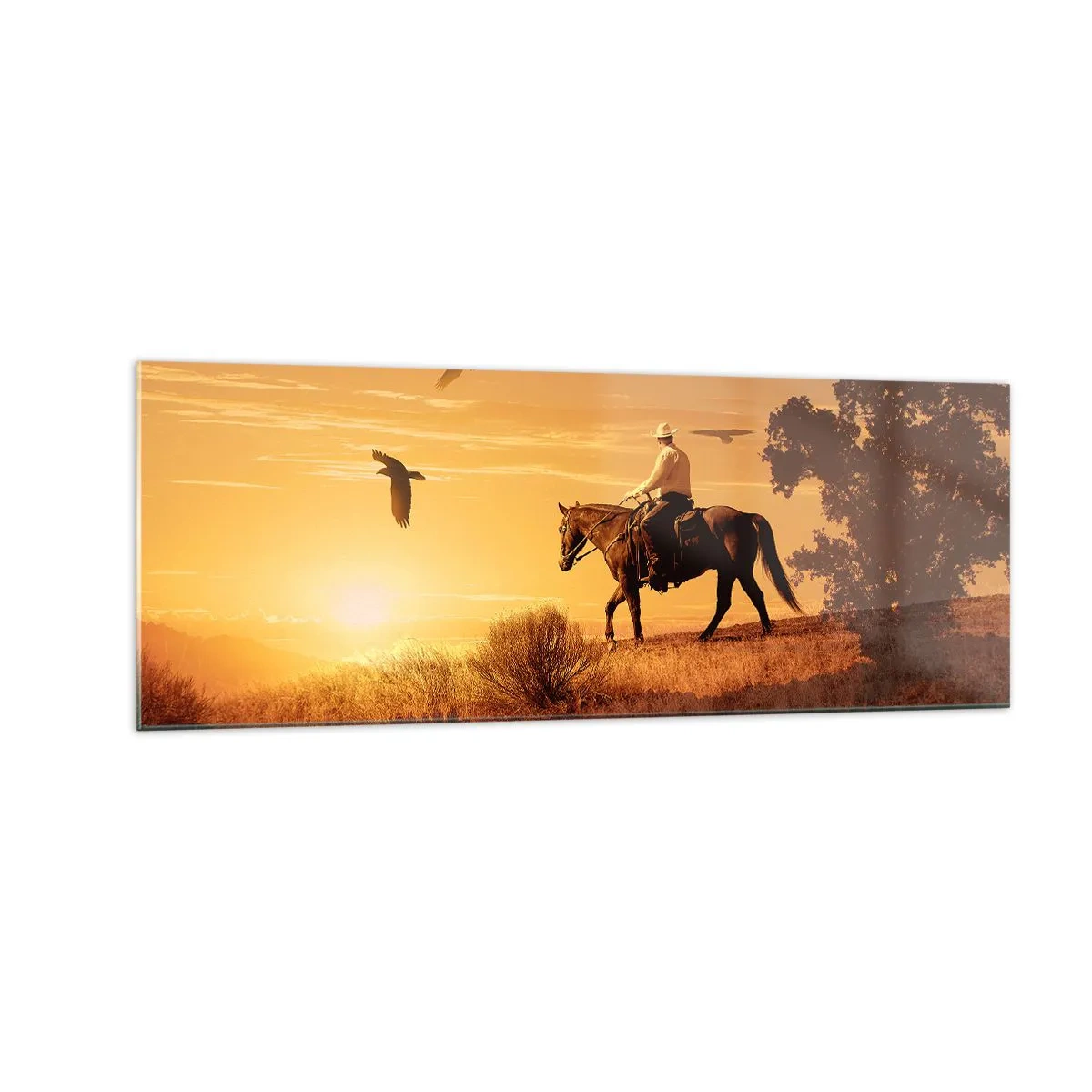 Obraz na skle - Sám prérií - 140x50 cm