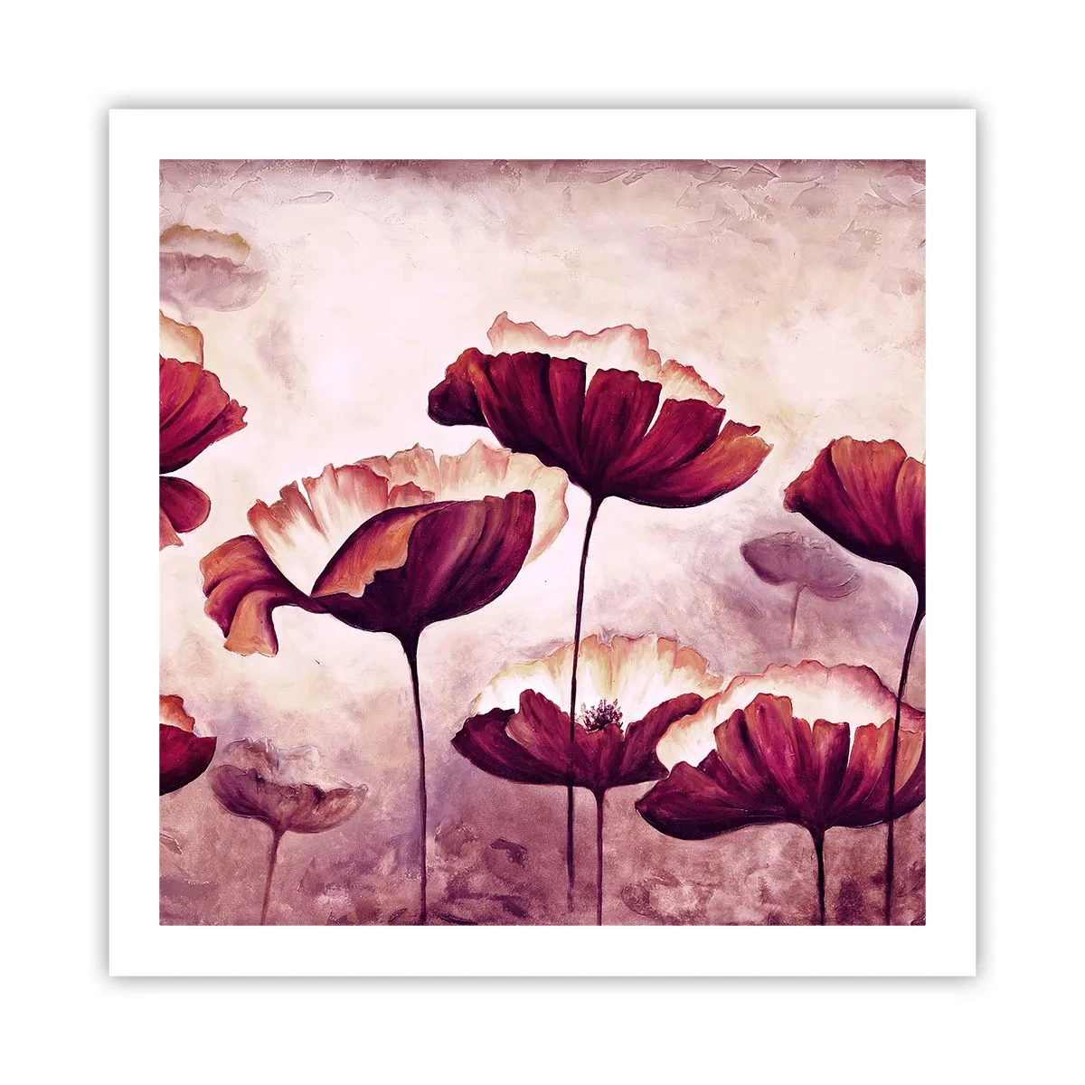 Plakát - Červený a bílý plátek - 60x60 cm