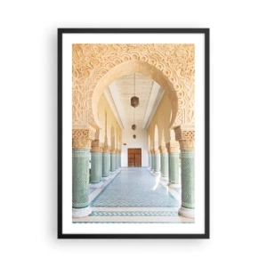Plakát v černém rámu - Fotografie zdobené arkádové chodby v orientálním stylu - 50x70cm - Z příběhů Šeherezády - Moderní nástěnná dekorace do obývacího pokoje a ložnice ARTTOR
