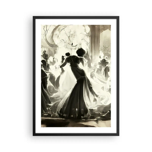 Plakát v černém rámu - Elegantní ples v černé a bílé barvě - 50x70cm - Velká maškaráda - Moderní nástěnná dekorace do obývacího pokoje a ložnice ARTTOR