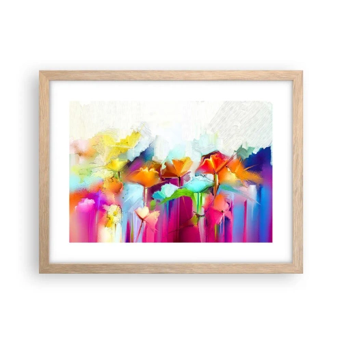 Plakát v rámu světlý dub - Duha rozkvetla - 40x30 cm
