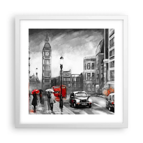 Plakát v bílém rámu - Vůbec ne šedé město - 40x40 cm
