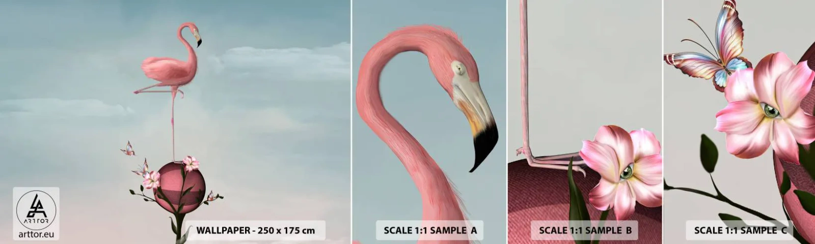 Vzor Fototapety Samolepicí Deluxe Sticker - Basketbalová alegorie - Abstrakce, Plameňák, Pták - 100x30 cm