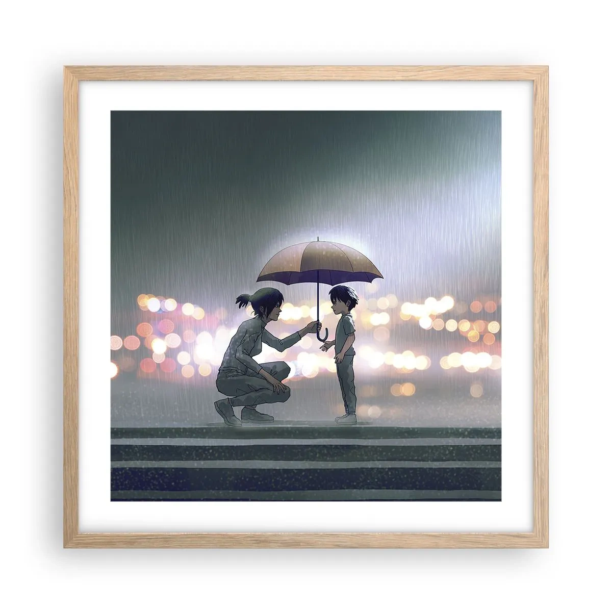 Plakát v rámu světlý dub - A vše je v pořádku - 50x50 cm