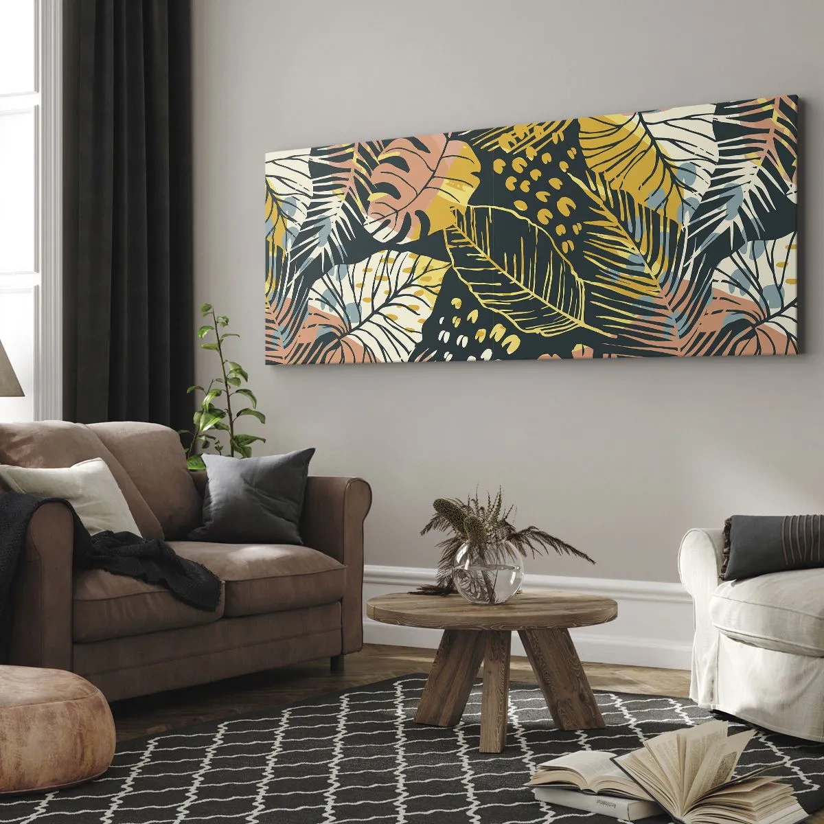 Obraz na plátně - Listová fantazie - 100x40 cm