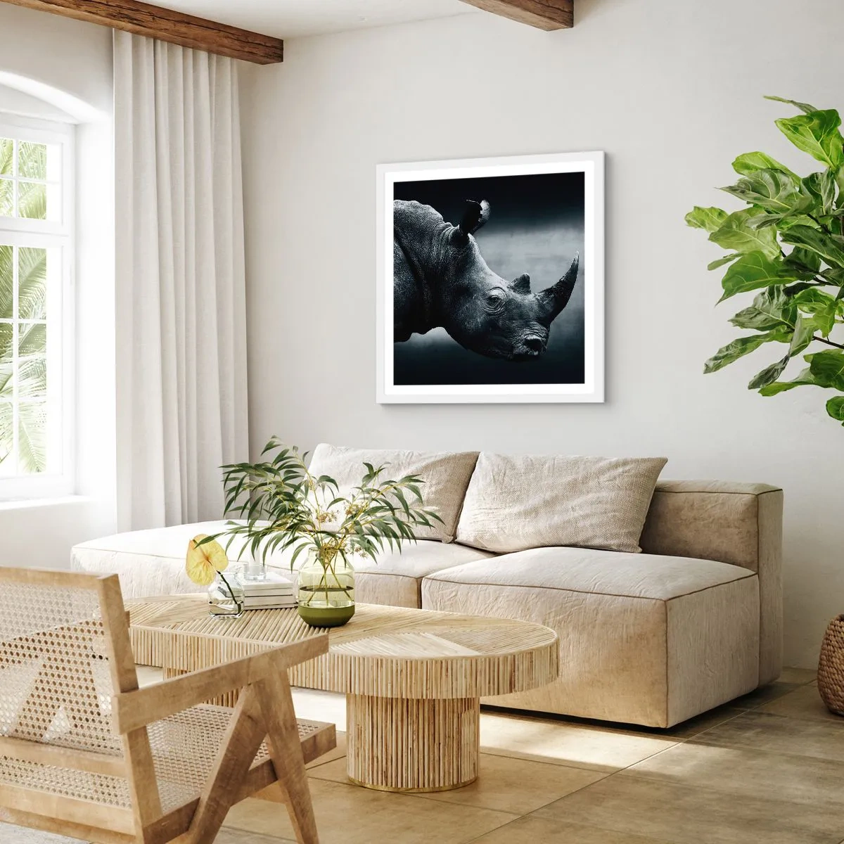 Plakát v bílém rámu - Pravý profil - 40x40 cm