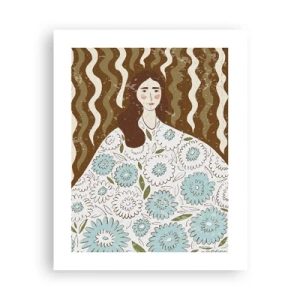 Plakát - Portrét v květinovém rouchu - 40x50 cm