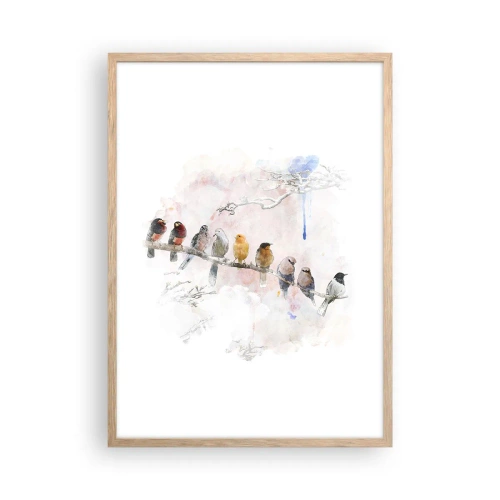 Plakát v rámu světlý dub - Okřídlené setkání - 50x70 cm