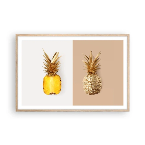 Plakát v rámu světlý dub - Ananas pro nás - 91x61 cm