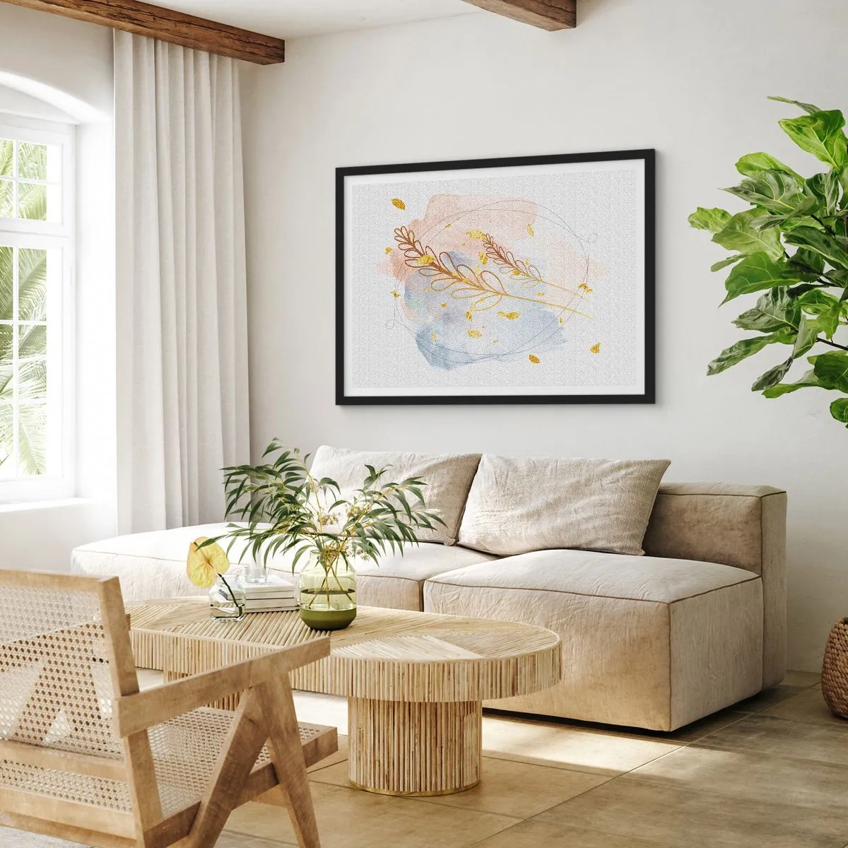 Plakát v černém rámu - Zlatý závan - 100x70 cm