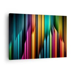 Obraz na plátně - Barevné svislé čáry vytvářejí dynamickou abstrakci. - 70x50cm - Světelné varhany - Moderní nástěnná dekorace do obývacího pokoje a ložnice ARTTOR