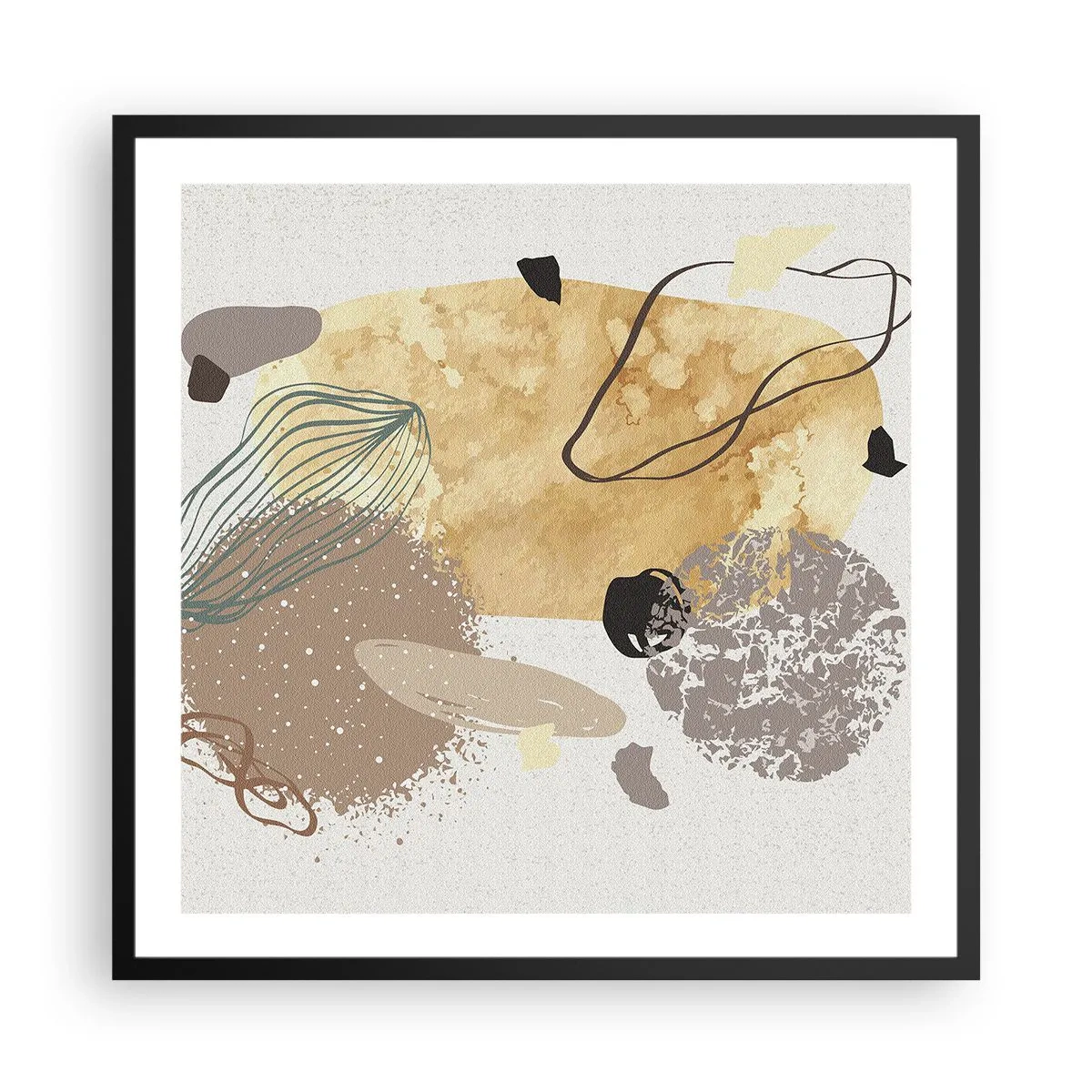 Plakát v černém rámu - Abstraktní švestka - 60x60 cm