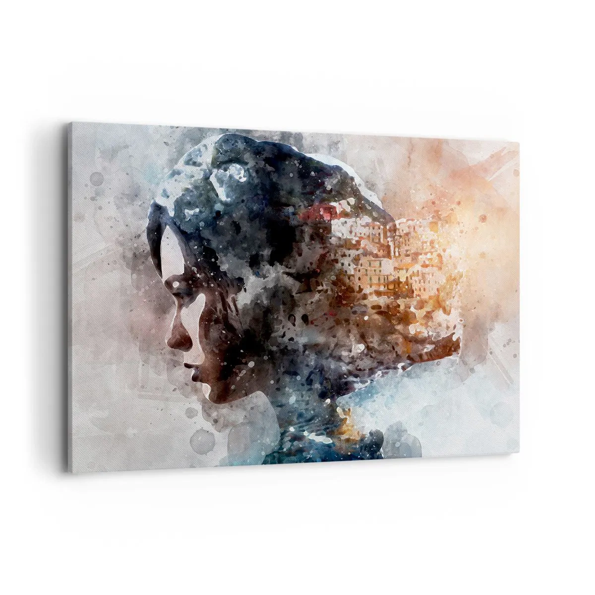 Obraz na plátně - Příběh o dívce s městem v pozadí - 100x70 cm