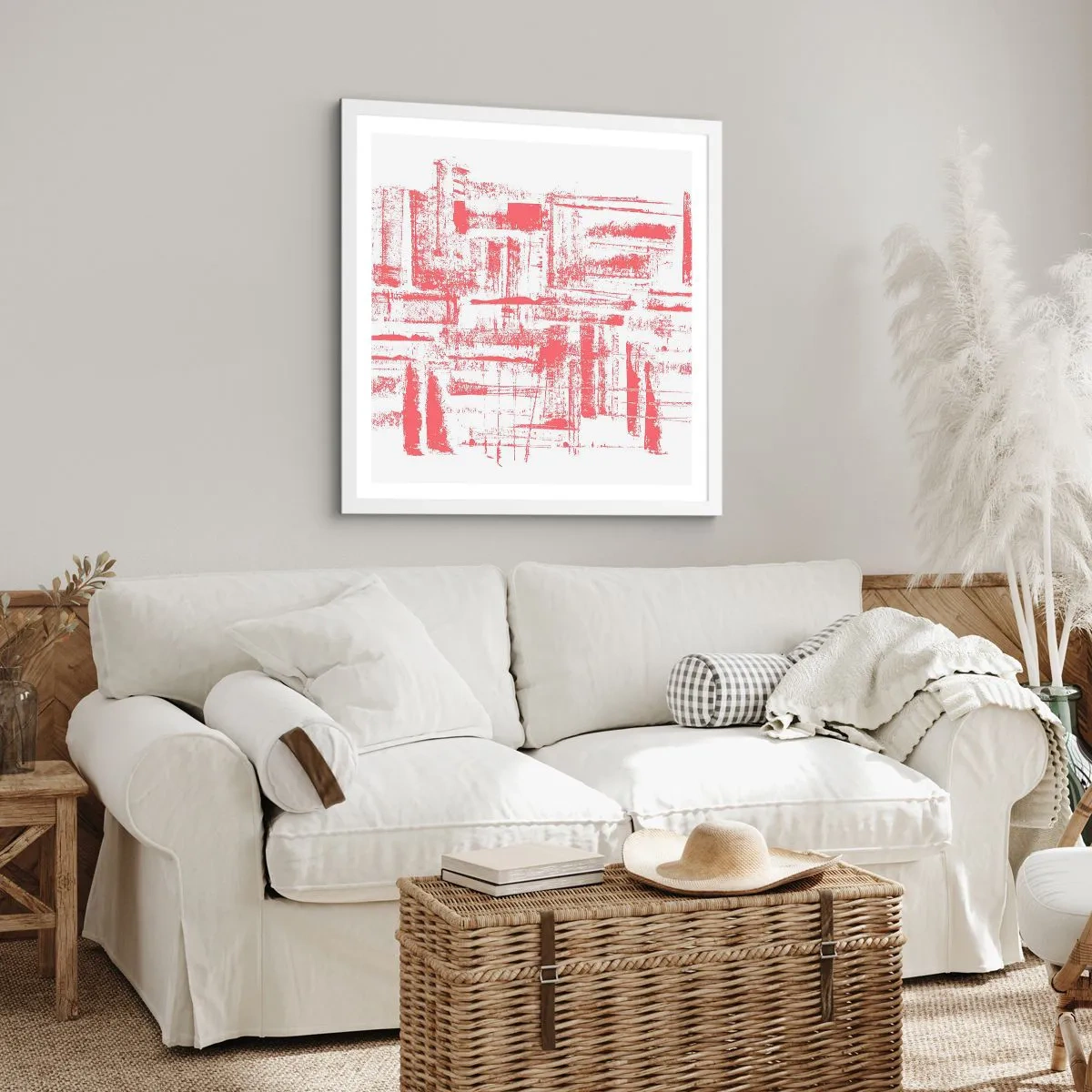 Plakát v bílém rámu - Červené město - 60x60 cm