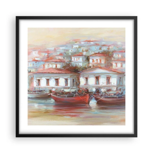 Plakát v černém rámu - Šťastné městečko - 50x50 cm