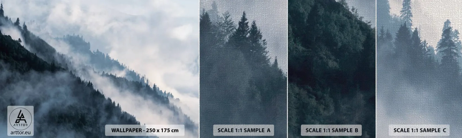 Vzor Fototapety Premium Canvas - Horská mystika - Krajina, hory, Les - 100x30 cm