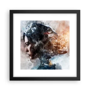 Plakát v černém rámu - Příběh o dívce s městem v pozadí - 30x30 cm