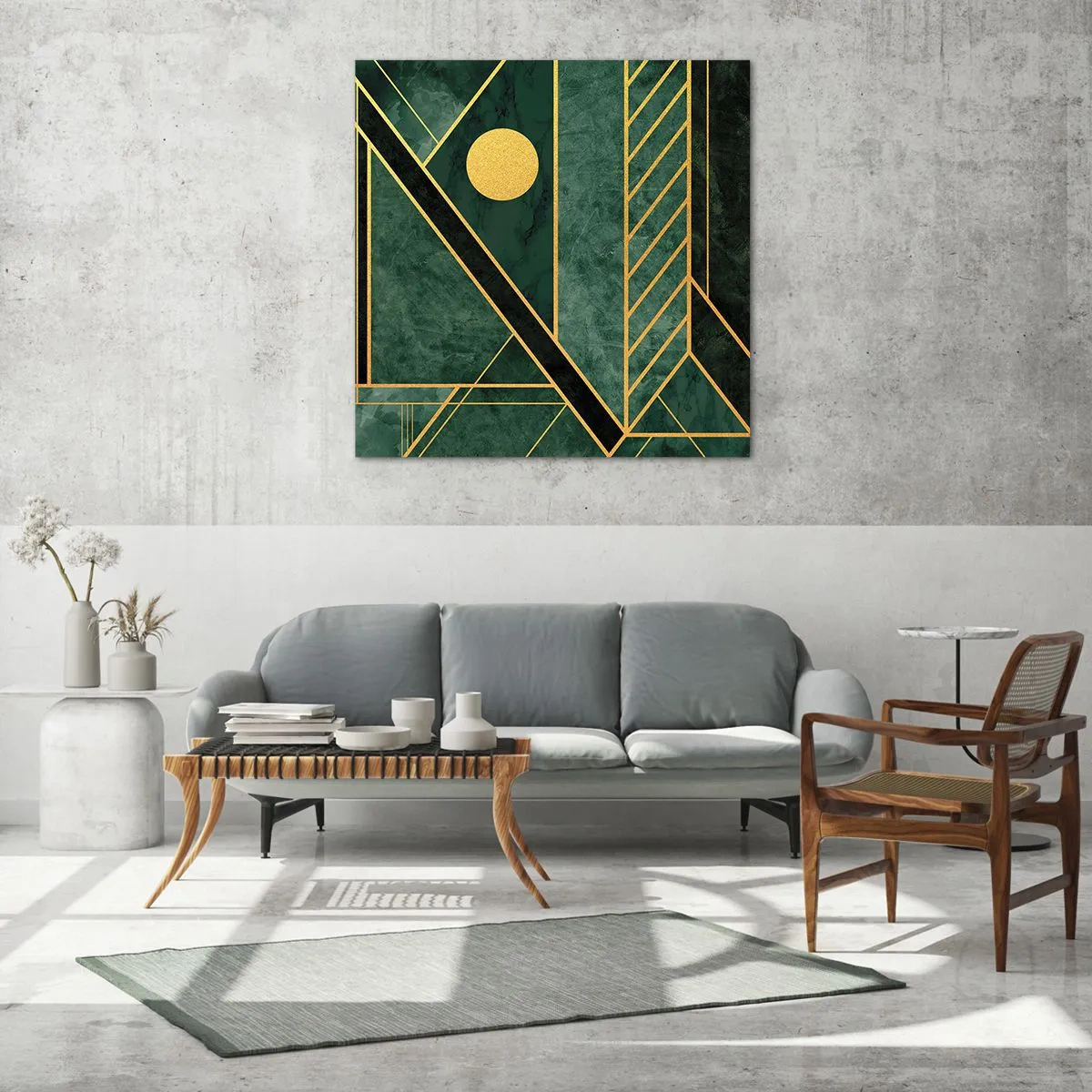 Obraz na skle - Dynamika zlata a lazuritu - 70x70 cm