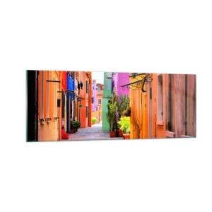 Obraz na skle - Duhová ulička - 140x50 cm