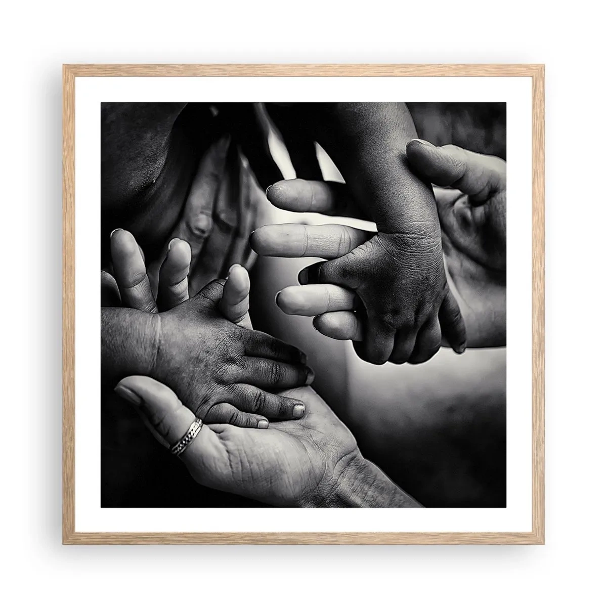 Plakát v rámu světlý dub - Být člověkem - 60x60 cm