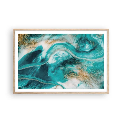 Plakát v rámu světlý dub - Řeka zlata - 91x61 cm