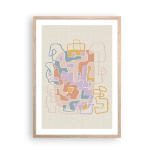 Plakát v rámu světlý dub - Labyrint – veselé dobrodružství - 50x70 cm