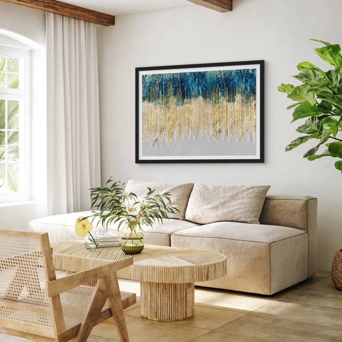 Plakát v černém rámu - Zlacená hranice - 70x50 cm