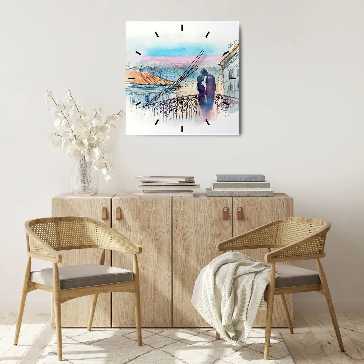 Nástěnné hodiny - Pařížští milenci - 40x40 cm