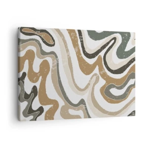 Obraz na plátně - Zemité vzory v odstínech hnědé a zelené - 70x50cm - Meandry zemitých barev - Moderní nástěnná dekorace do obývacího pokoje a ložnice ARTTOR