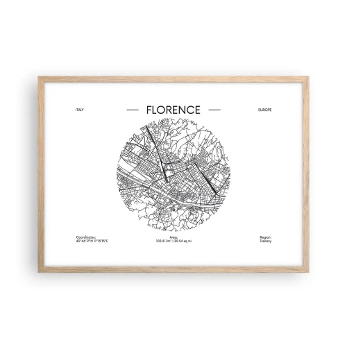 Plakát v rámu světlý dub - Anatomie Florencie - 70x50 cm