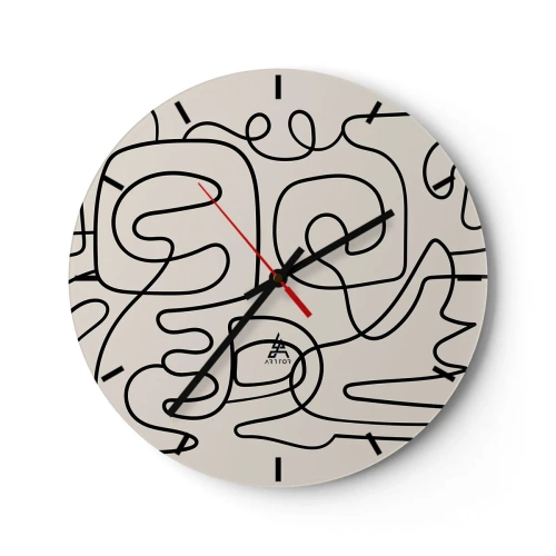 Nástěnné hodiny - Abstraktní černé čáry na světlém pozadí v moderním stylu - 30x30cm - Podle stopy - Moderní nástěnná dekorace do obývacího pokoje, kuchyně a ložnice ARTTOR