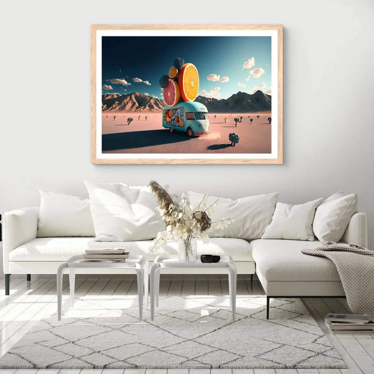 Plakát v rámu světlý dub - Chuť prázdnin - 91x61 cm