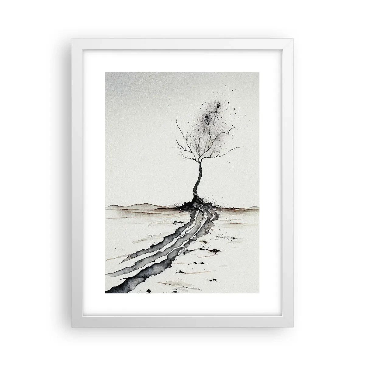Plakát v bílém rámu - Zimní melancholie - 30x40 cm