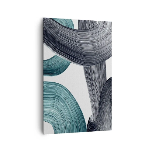 Obraz na plátně - Smaragdové a černé vlny - 80x120 cm