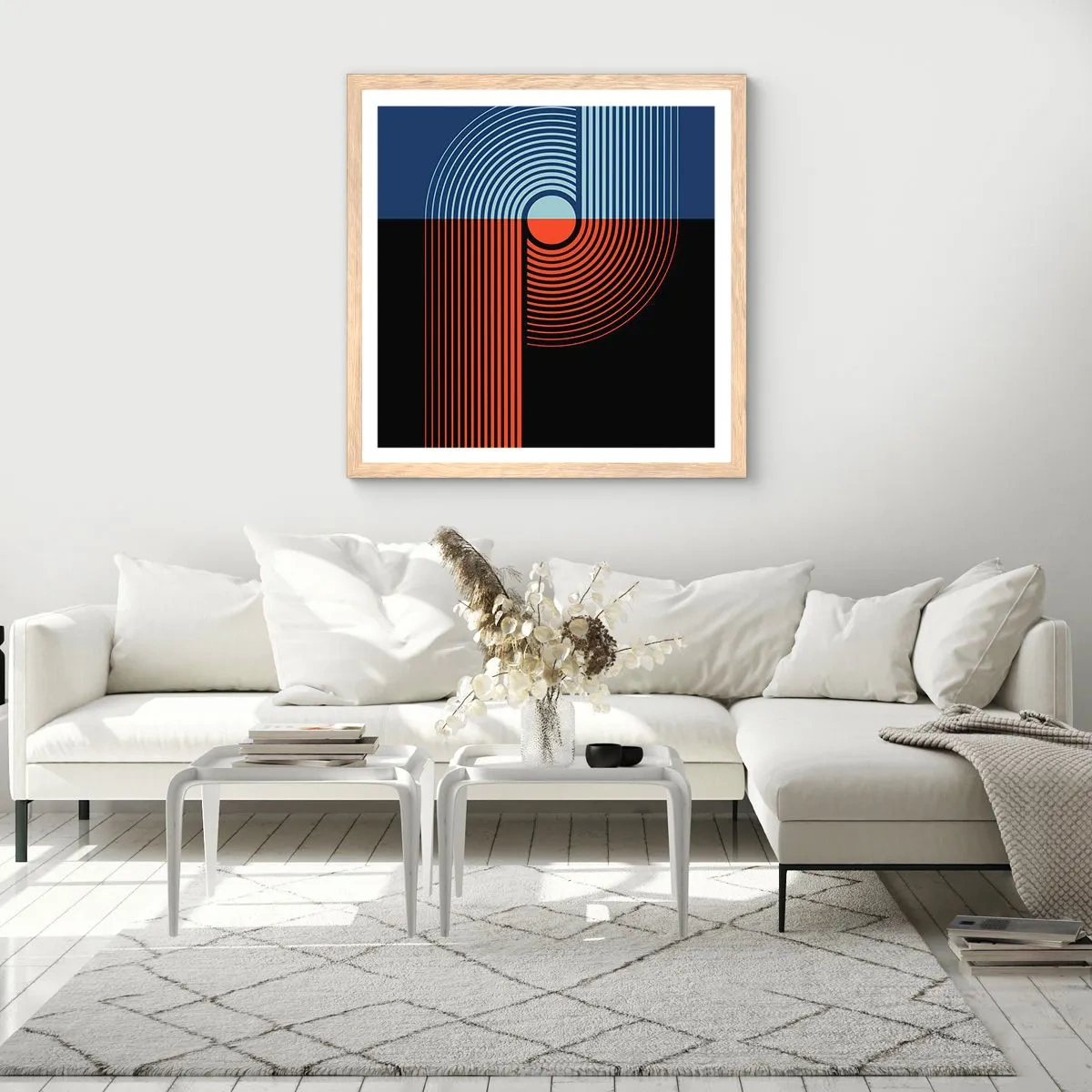 Plakát v rámu světlý dub - V geometrickém objetí - 50x50 cm