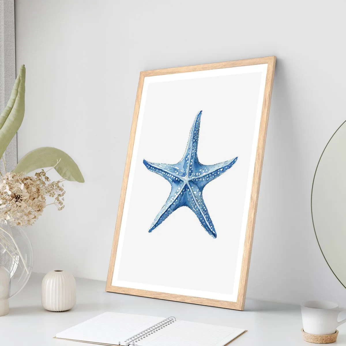 Plakát v rámu světlý dub - Hvězda moře - 30x40 cm