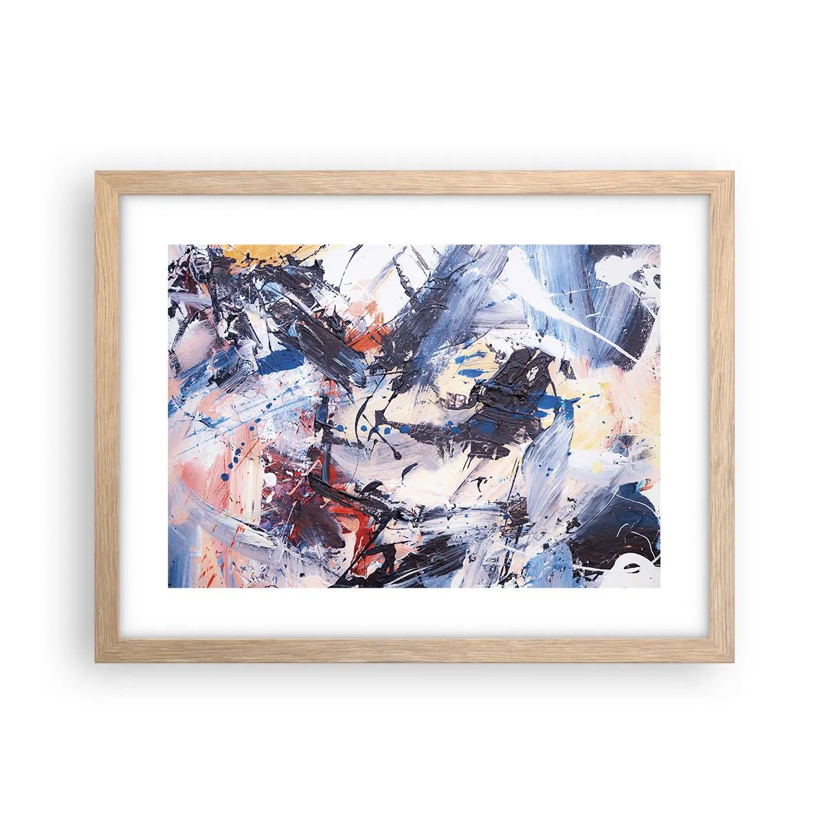 Plakát v rámu světlý dub - Bláznivý tanec abstrakce - 40x30 cm