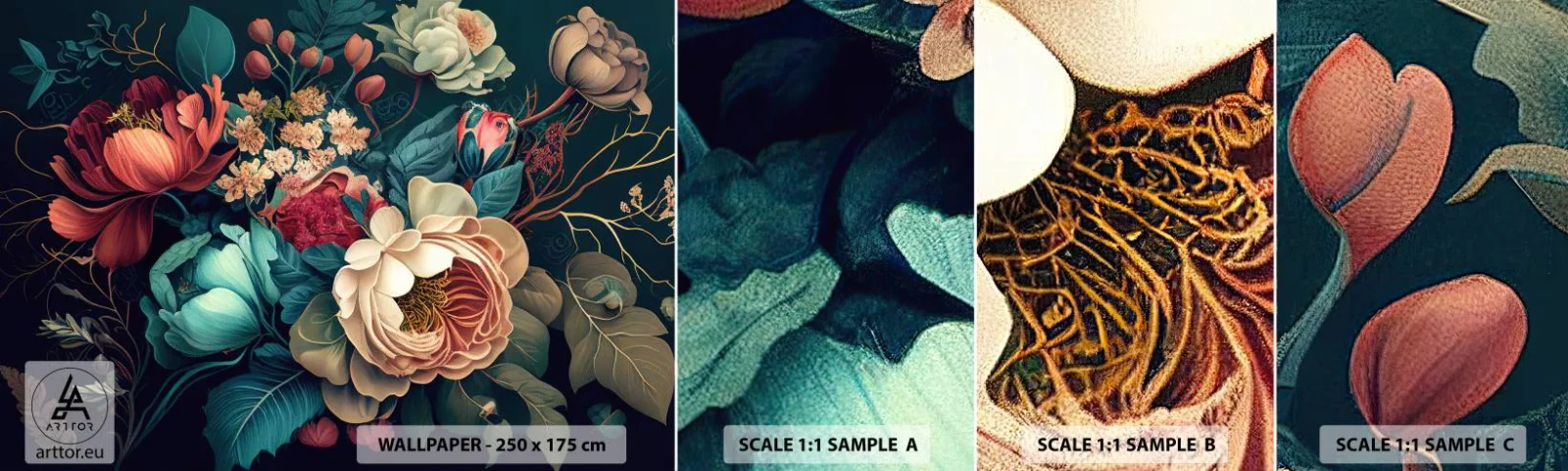 Vzor Fototapety Samolepicí Deluxe Sticker - Půvab 19. století - Květiny, Shabby Chic, Klasický - 100x30 cm