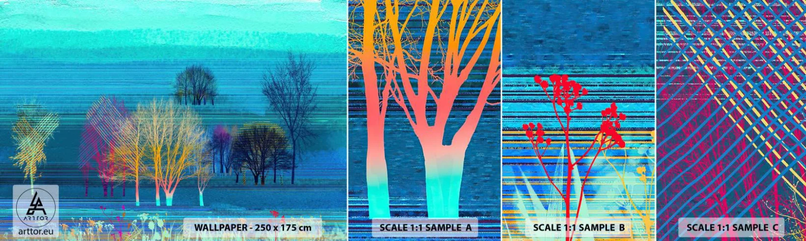 Vzor Fototapety Samolepicí Deluxe Sticker - Fantastická krajina - Krajina, Les, Abstrakce - 100x30 cm