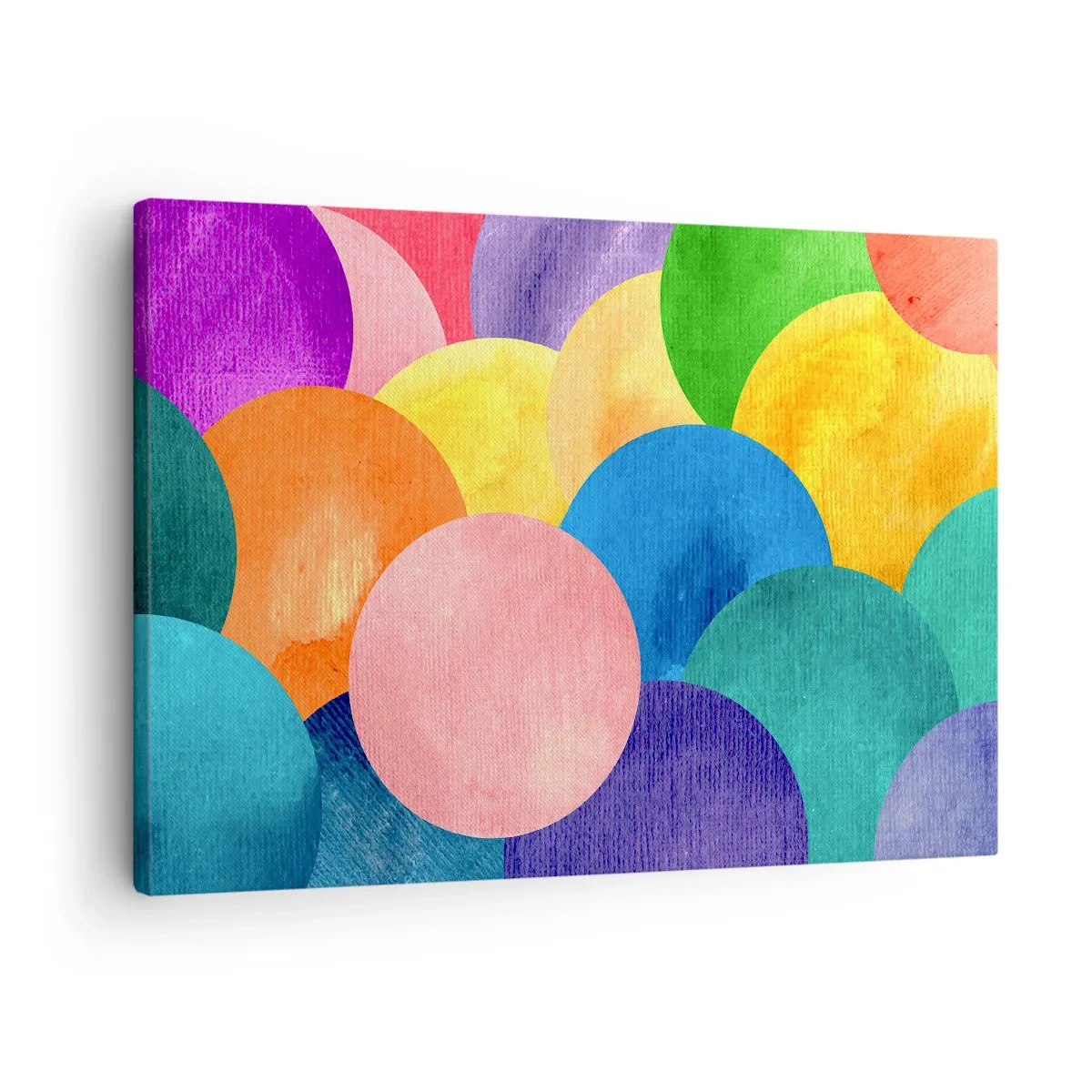 Obraz na plátně - Barevné kruhy ve stylu akvarelu - 70x50cm - Původní plnost života - Moderní nástěnná dekorace do obývacího pokoje a ložnice ARTTOR