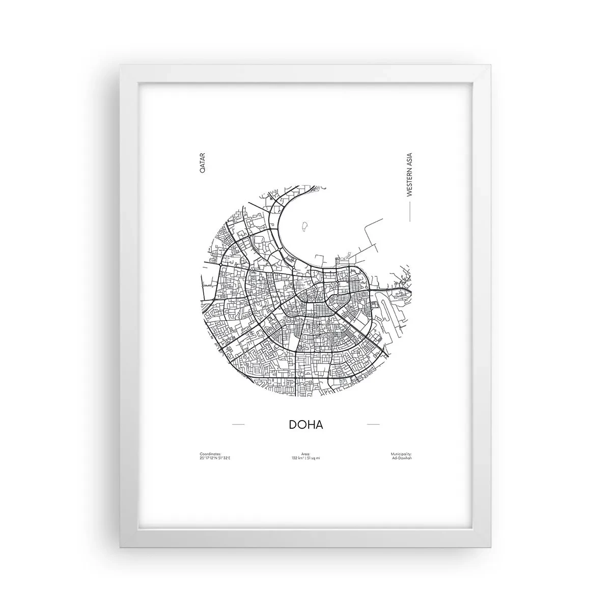 Plakát v bílém rámu - Anatomie Dauhá - 30x40 cm