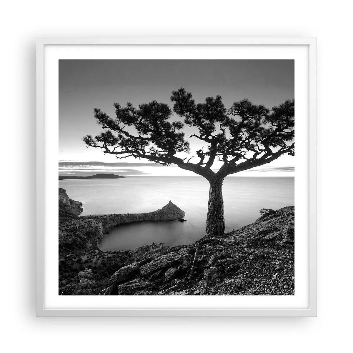 Plakát v bílém rámu - Klid až k horizontu - 60x60 cm