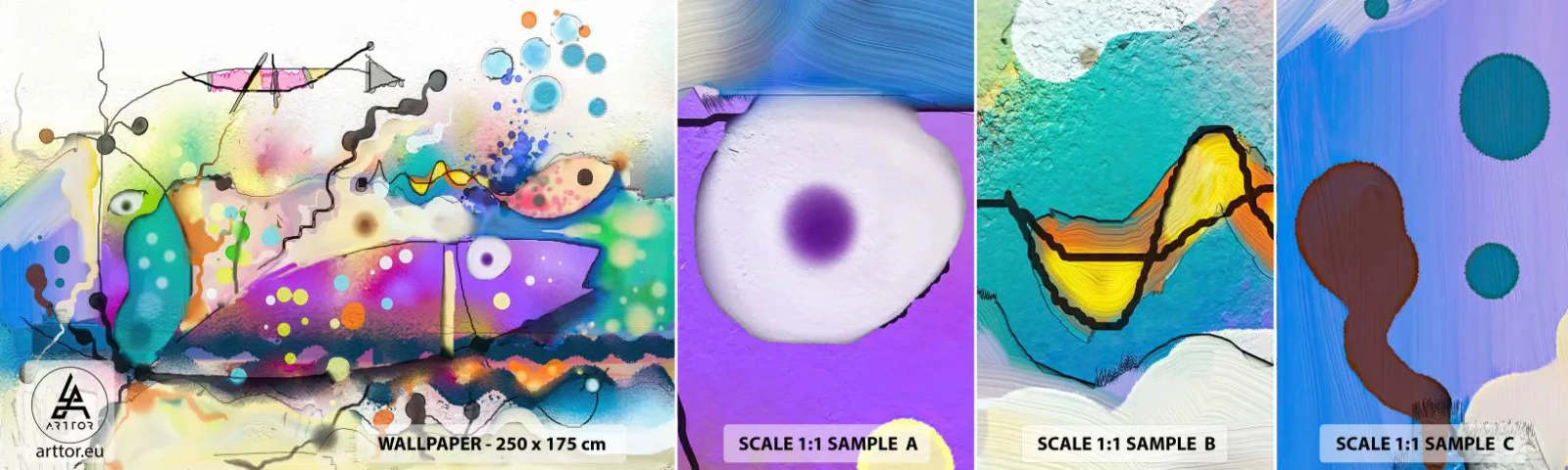 Vzor Fototapety Samolepicí Deluxe Sticker - Chybí slova! - Abstrakce, Ryba, Grafika - 100x30 cm