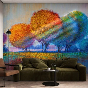 Fototapeta Standard Eco - Barevné stromy v impresionistickém stylu - 100x70cm - Trs zářivých barev - Moderní nástěnná dekorace do obývacího pokoje a ložnice ARTTOR