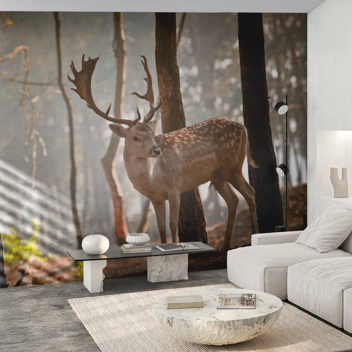 Fototapeta Samolepicí Deluxe Sticker - Světlo mládí - Zvířata, Jelen, Les - 250x175 cm
