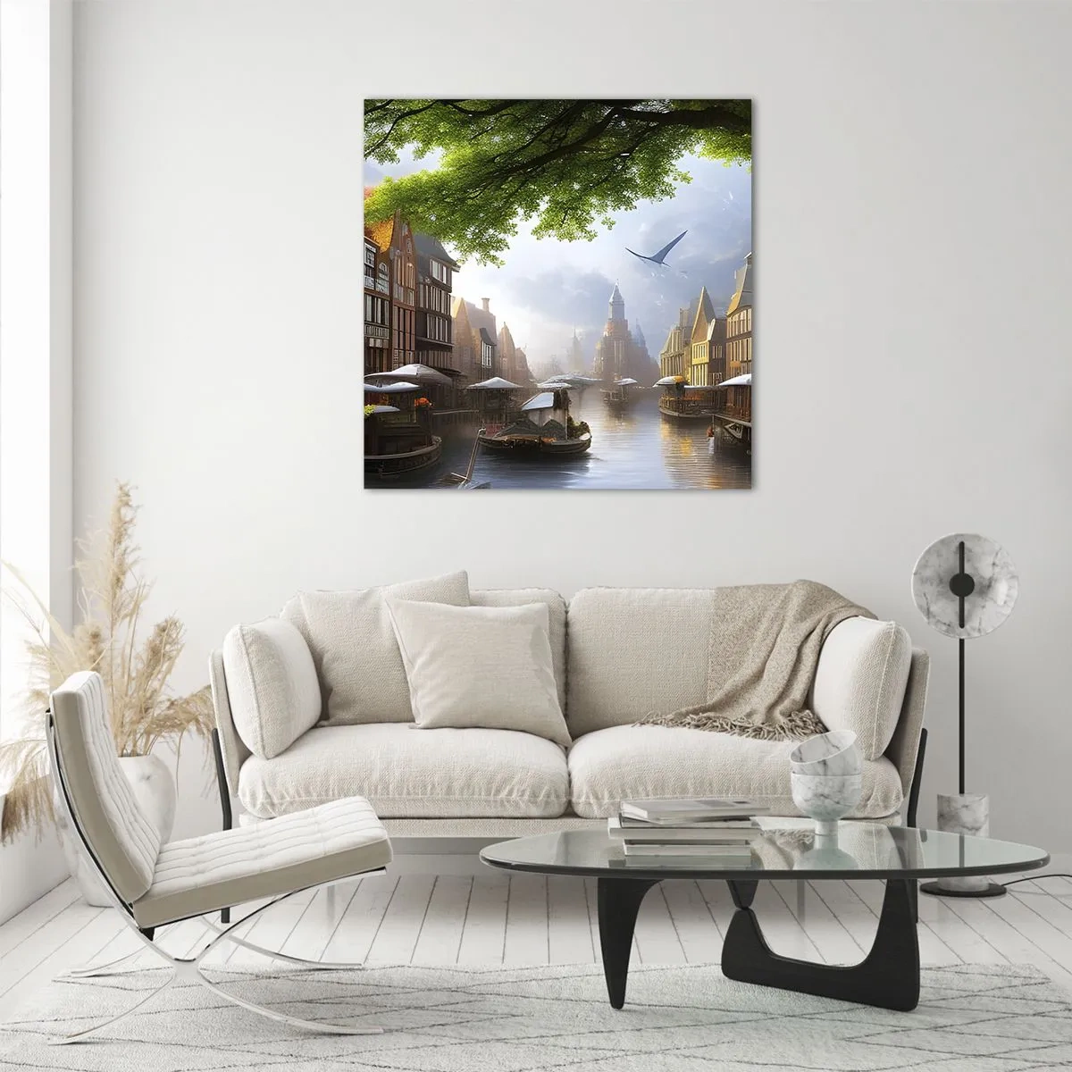 Obraz na skle - Nizozemská městská krajinka - 60x60 cm