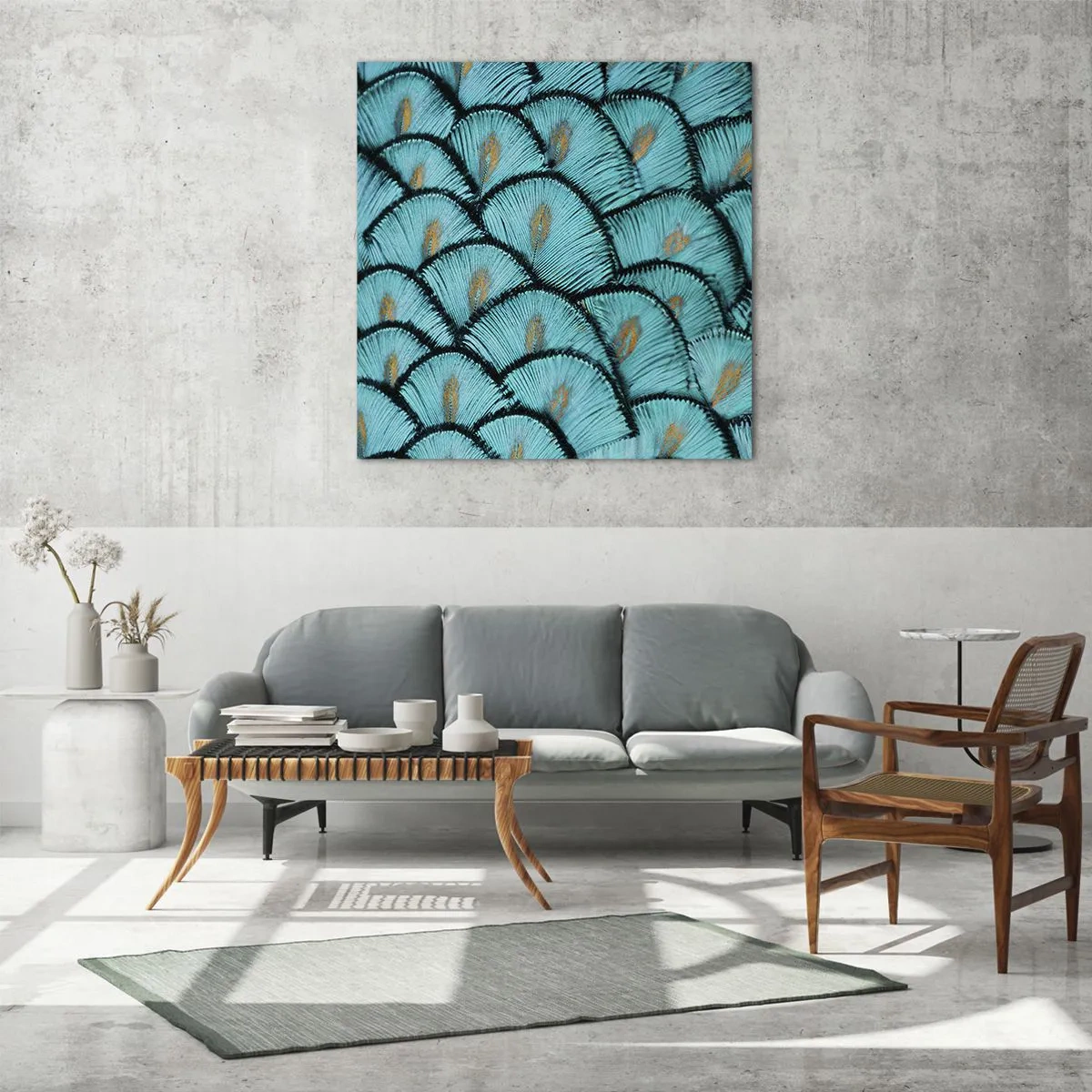 Obraz na skle - Velká slavnost peří - 50x50 cm