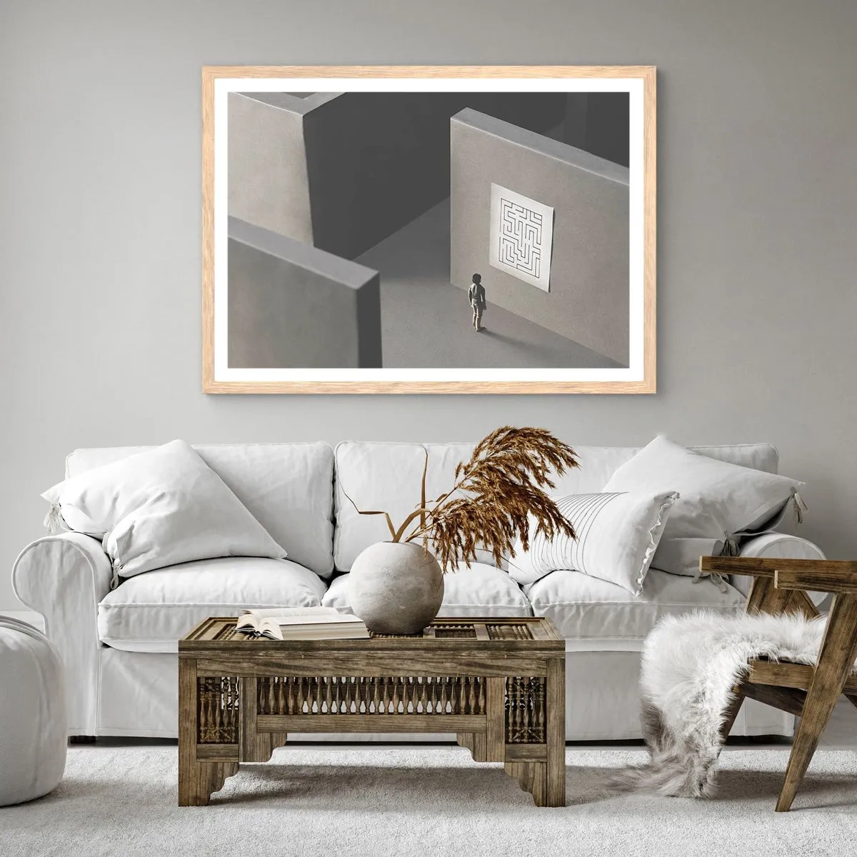 Plakát v rámu světlý dub - Kde to ale jsem? - 50x40 cm