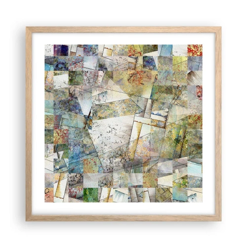 Plakát v rámu světlý dub - Geometrické přeskupení - 50x50 cm